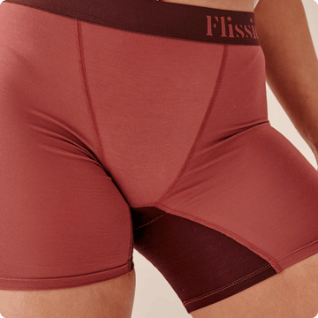 Anti-chafing panels on women's boxer shorts